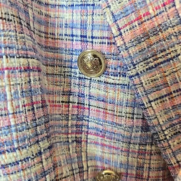Talbots Pastel Tweed Double-Breasted Blazer in Pink, Blue, Lavender - Picture 4 of 15